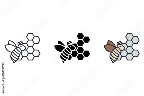 honeycomb icons isolated on White Background. Flat style design