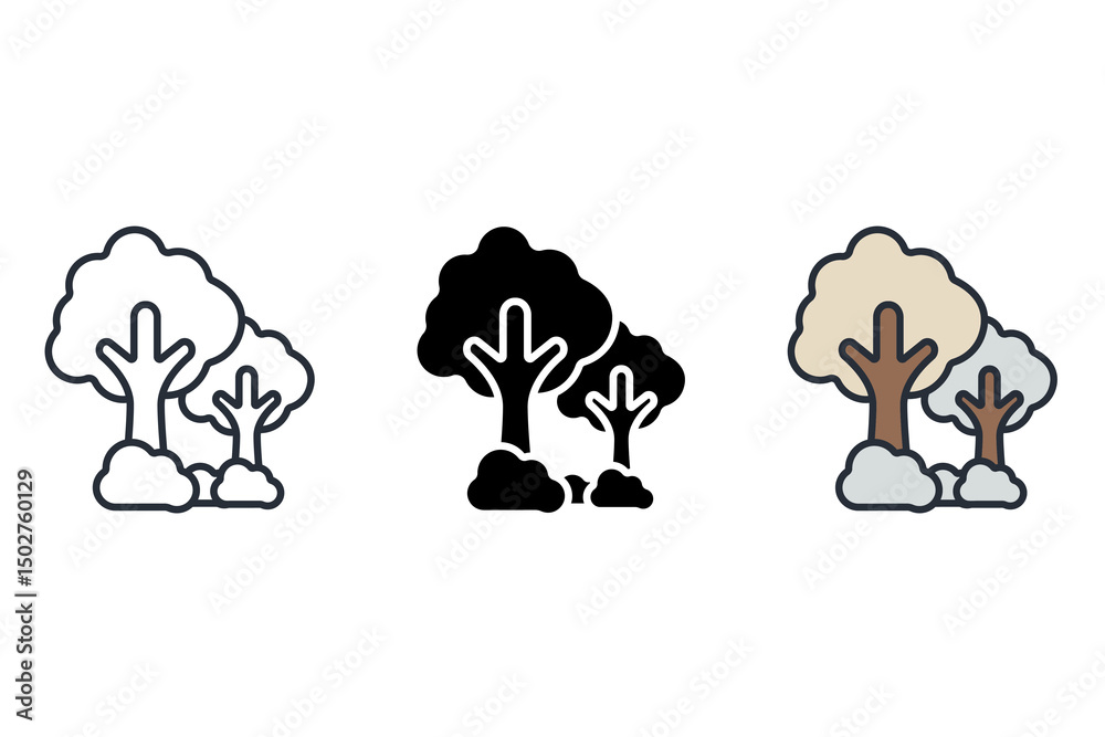 tree icons isolated on White Background. Flat style design tree icons isolated on White Background. Flat style design