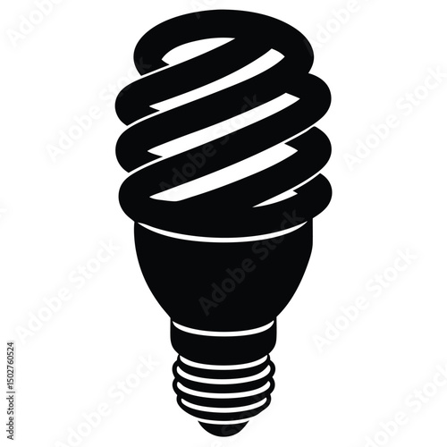 Silhouette of a compact fluorescent light bulb depicting energy efficiency concept