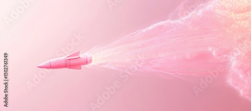 Pink missile launching, pastel background