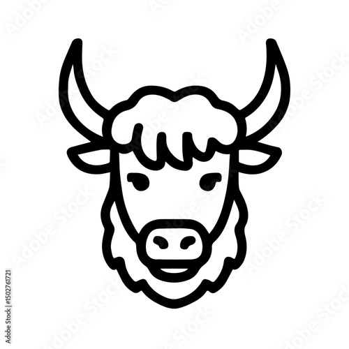 Yak face icon on white background vector
Vector line icon animals