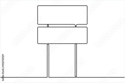 Road direction signboard one continuous line art drawing of vector illustration