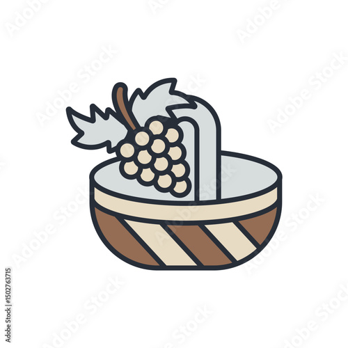 picnic basket icons isolated on White Background. Flat style design