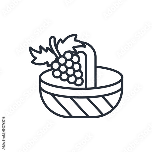 picnic basket icons isolated on White Background. Flat style design