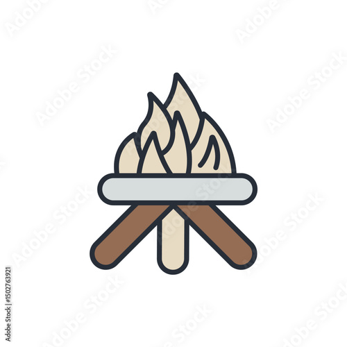 fire camp icons isolated on White Background. Flat style design
