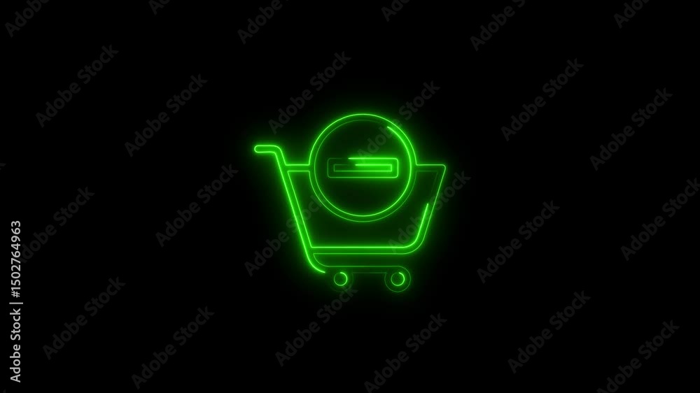 Neon green shopping cart remove item animation