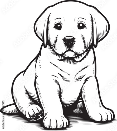 Cute labrador retriever puppy sitting image vector