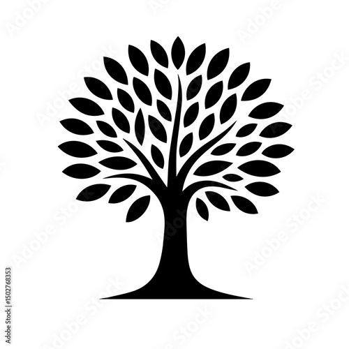 Minimalist Tree Silhouette Vector – Elegant Black Nature Icon on White

