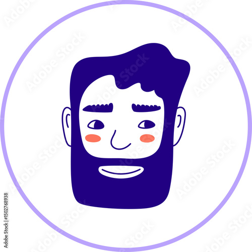 Hand drawn doodle face. Simple men avatar portrait for social media, apps, icons, website