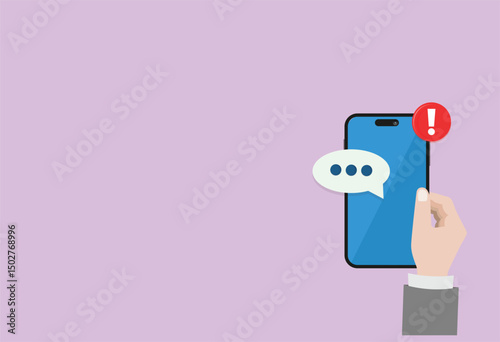 Phone notifications. Smartphone with new notice vector illustration on isolated background. Reminder message, sign business concept.love message