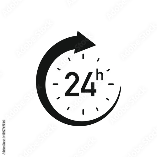 24 Hours Clock Black Symbol Icon vector sig