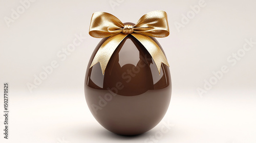 Chocolate Easter Egg with Gold Bow
