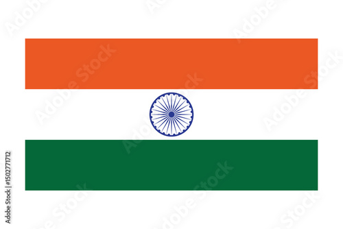 India National Flag icon. Flag design of India. Indian flag vector with Ashok chakra in new colour, Flag of India in orange, white, green and Navy blue colour.