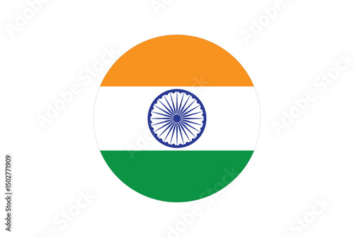 India flag circle icon vector illustration design. Flag design of India. Circle flag of India.