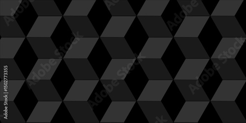 Geometric vector cubic pattern grid backdrop triangle background. Abstract cube geometric tile and mosaic wall or grid hexagon technology. black and gray geometric block cube structure.