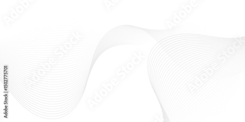 Abstract white blend digital wave lines and technology transparent background. Minimal carve wavy white and gray flowing wave lines and glowing moving lines. Futuristic sound wave lines background.