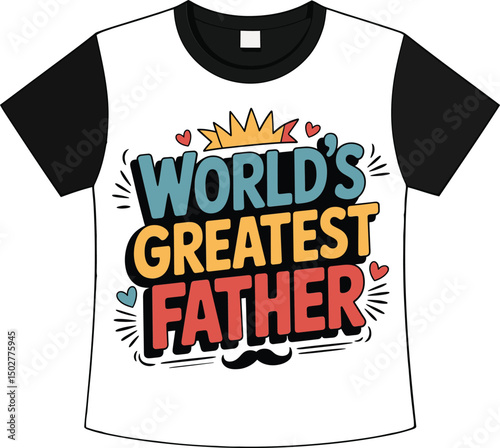 Graphic design illustrating a world's greatest father t-shirt design for father's day
