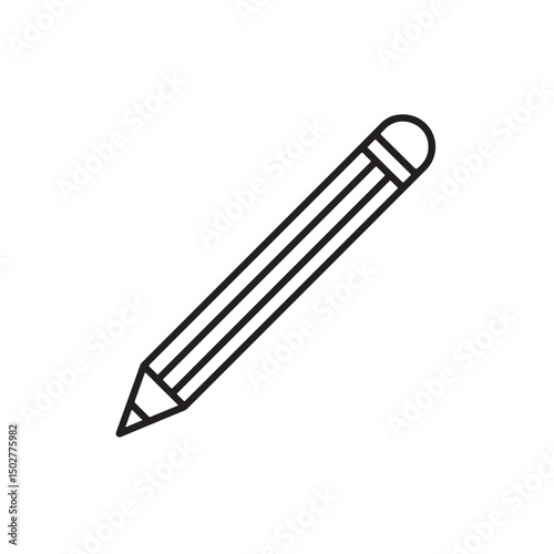 Pencil Outline Icon, Simple Linear Drawing Tool Vector on White Background