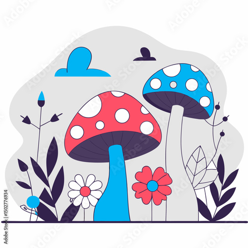 vector illustration of mushrooms