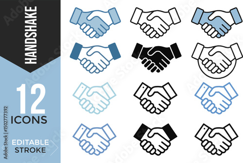 "Handshake Icons Collection: Styles of Agreement and Partnership"

