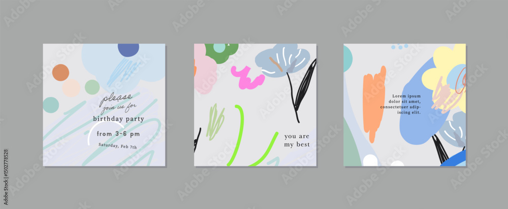 custom made wallpaper toronto digitalSet of creative floral art posters or cards. Hand Drawn textures. Wedding, anniversary, birthday, Valentin's day, party invitations, covers