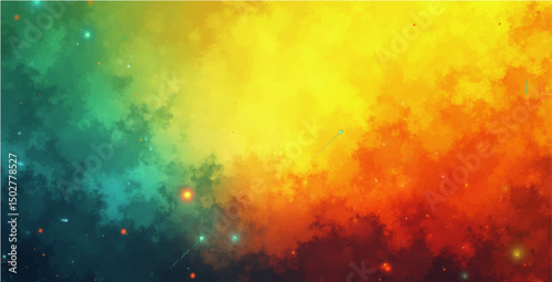 Abstract colorful grunge with fiery orange blue and yellow smoke texture
