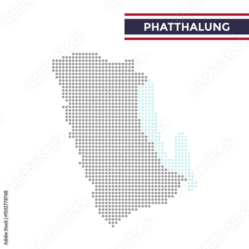 Dotted map of Phatthalung Province in Thailand photo