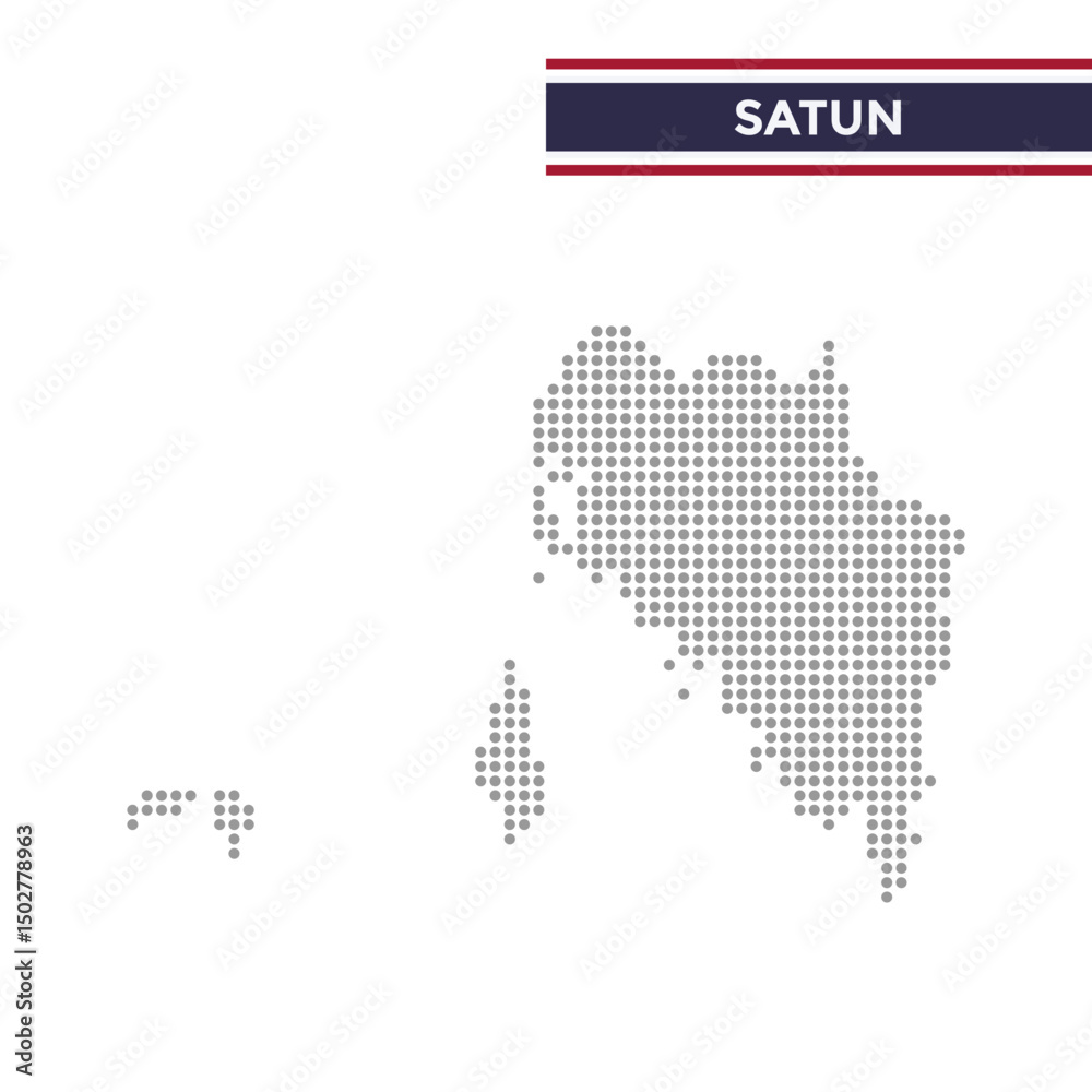 Fototapeta premium Dotted map of Satun Province in Thailand