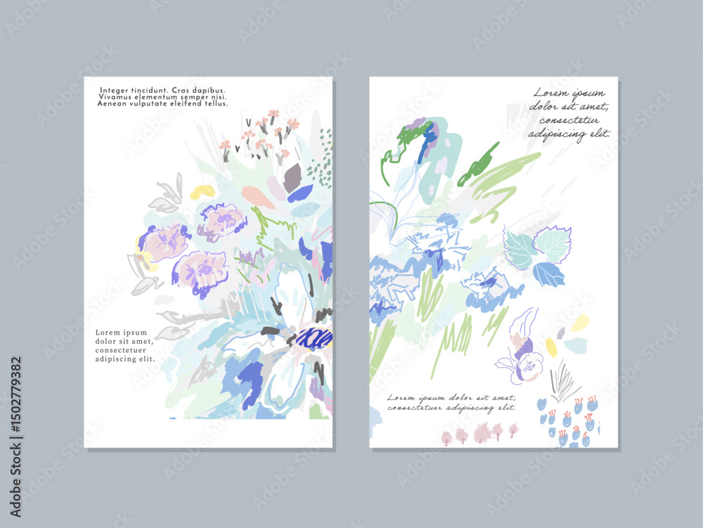 custom made wallpaper toronto digitalSet of creative floral art posters or cards. Hand Drawn textures. Wedding, anniversary, birthday, Valentin's day, party invitations, covers