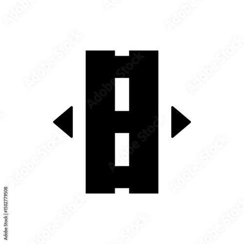 Minimalist Road Icon – Black and White Vector of Highway or Street Symbol with Perspective Lines on White Background