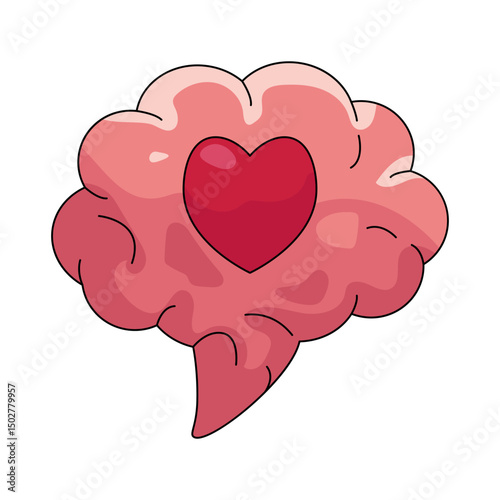 Illustration of Brain with Heart 