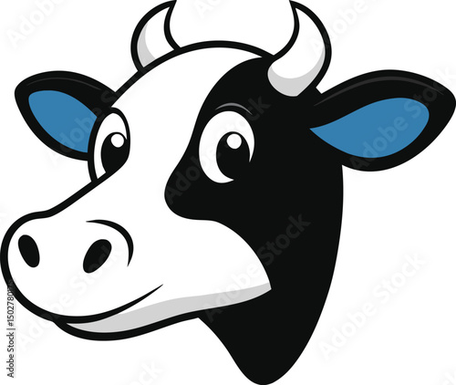 cartoon cow head vector illustration