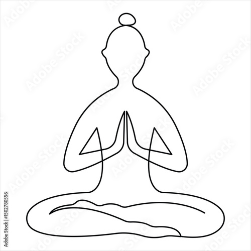Yoga exercise continuous one line drawing of yoga pose vector illustration