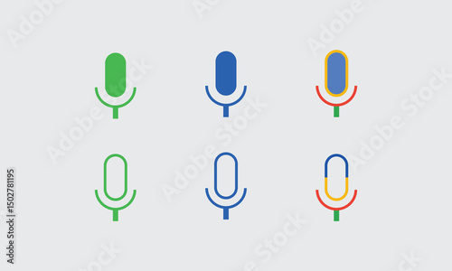 Microphone Icons in Different Colors and Fill States.