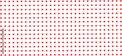 Abstract seamless pattern of evenly spaced red diamond shapes on a white background. Perfect for modern digital designs, textiles, wallpapers, or backgrounds with a clean and geometric aesthetic.