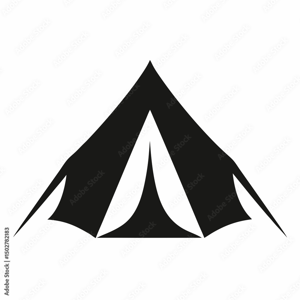 Fototapeta premium Camping tent silhouette with white background 