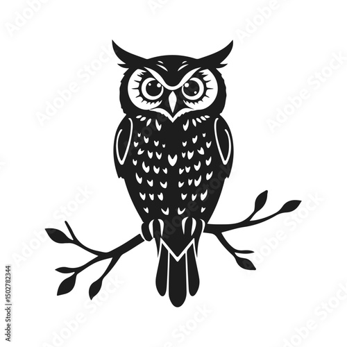 Owl logo with sharp gaze, clean lines, symbol of wisdom and power. vector owl, owl emblem, night bird, tribal owl	