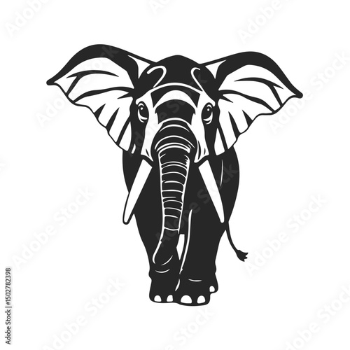 Elephant vector silhouette, wild animal illustration, safari design, mammal shape isolated	