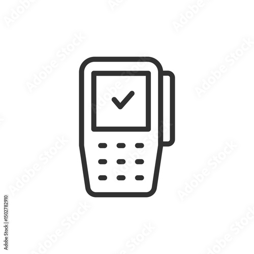 POS terminal, linear icon. Payment processing device. Line with editable stroke.