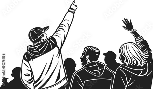 Excited crowd at concert event cheering