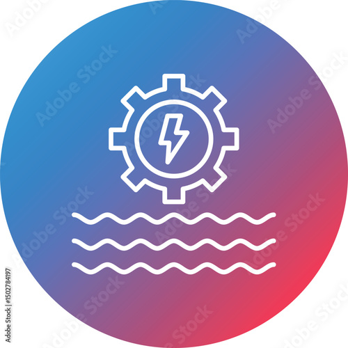 Hydro Power Line Gradient Circle Background Icon