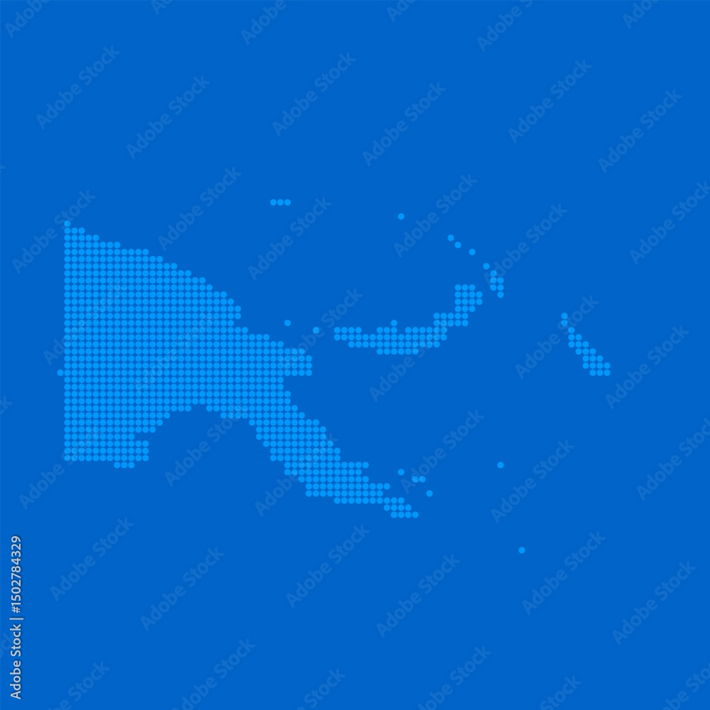 Fototapeta premium Blue halftone dot outline map background of Papua New Guinea