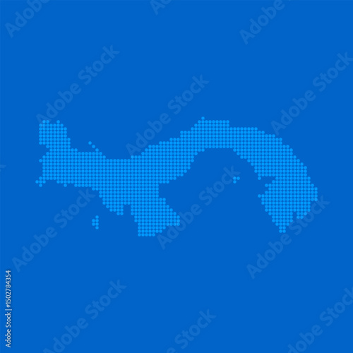 Blue halftone dot outline map background of Panama