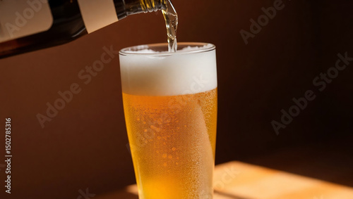 Wallpaper Mural A cold golden beer mug with frothy white foam on a table, Ai, party vibe Torontodigital.ca