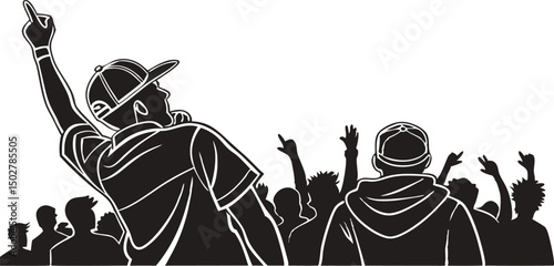 Rapper performing live energetic crowd silhouette