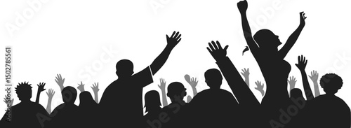 Excited crowd cheering at concert event celebration