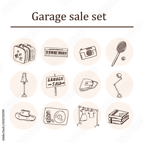 Wallpaper Mural Garage hand drawn doodle set. Vector illustration. Isolated elements on white background. Symbol collection. Torontodigital.ca