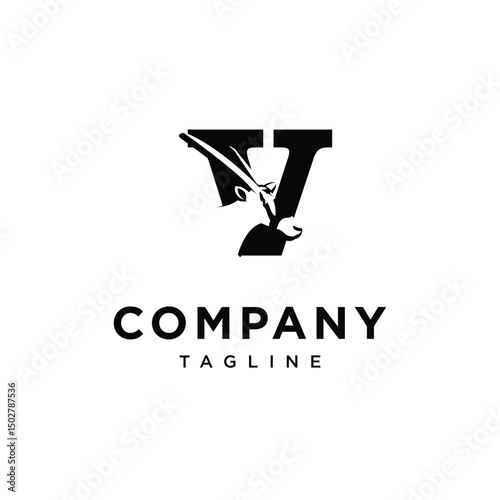 Letter V Oryx Logo Icon Vector