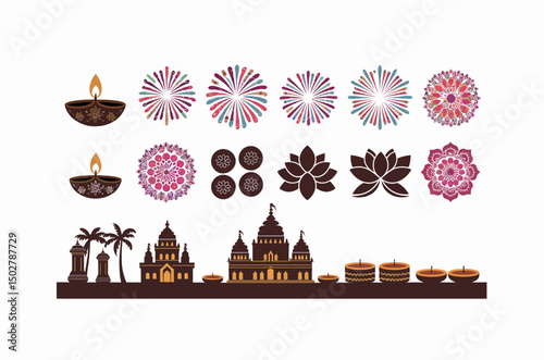 Festive Indian Icons for Diwali or Religious Celebrations