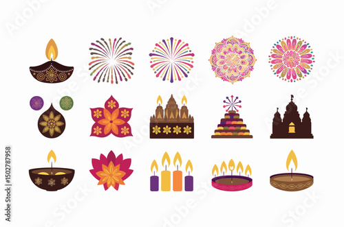 Festive Indian Icons for Diwali or Religious Celebrations